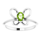 14K White Gold 4x3 mm Oval August Youth Butterfly Birthstone Ring