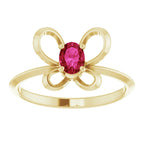 14K Yellow Gold 4x3 mm Oval July Youth Butterfly Birthstone Ring