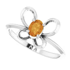 14K White Gold 4x3 mm Oval November Youth Butterfly Birthstone Ring