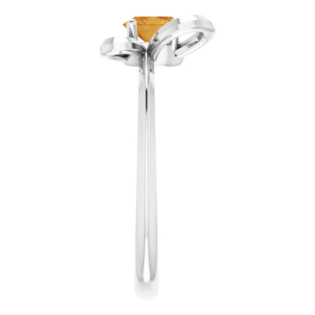 14K White Gold 4x3 mm Oval November Youth Butterfly Birthstone Ring