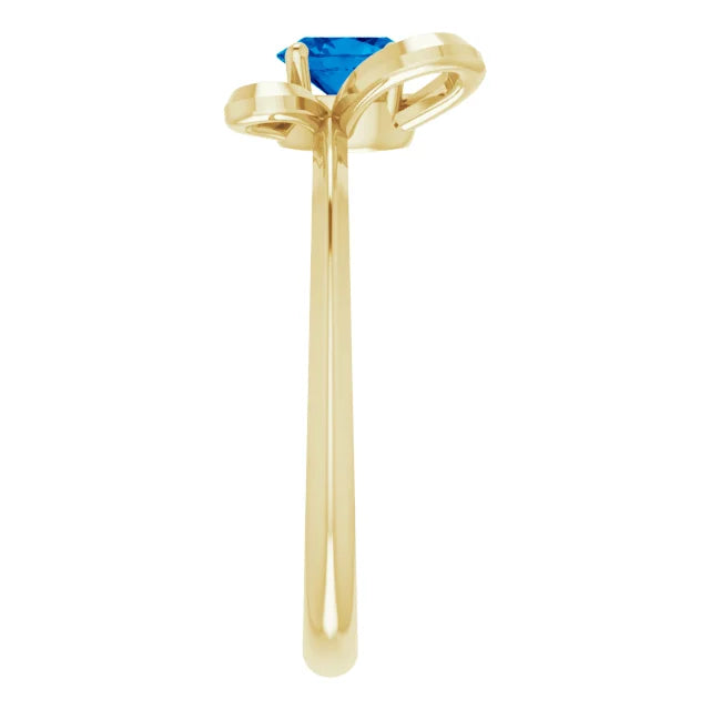 14K Yellow Gold 4x3 mm Oval September Youth Butterfly Birthstone Ring