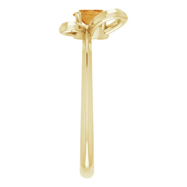 14K Yellow Gold 4x3 mm Oval November Youth Butterfly Birthstone Ring