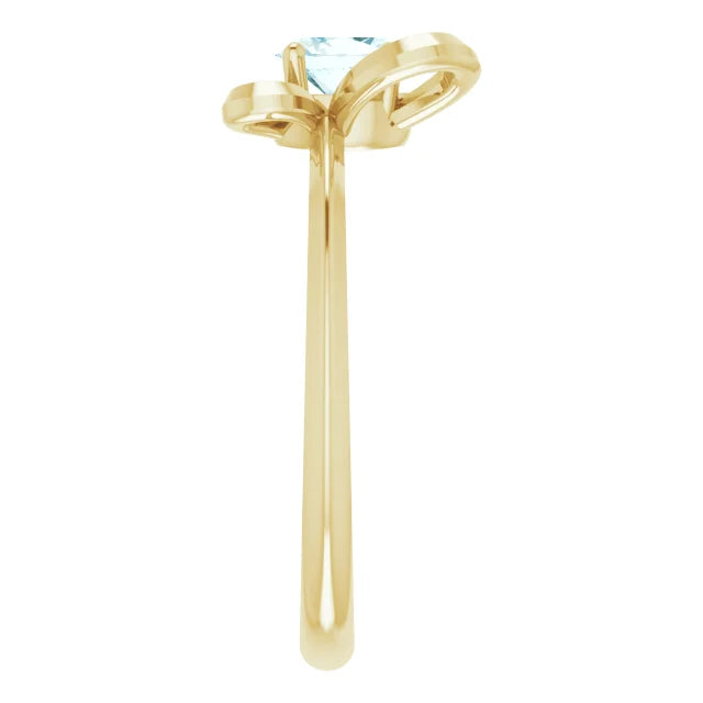 14K Yellow Gold 4x3 mm Oval December Youth Butterfly Birthstone Ring