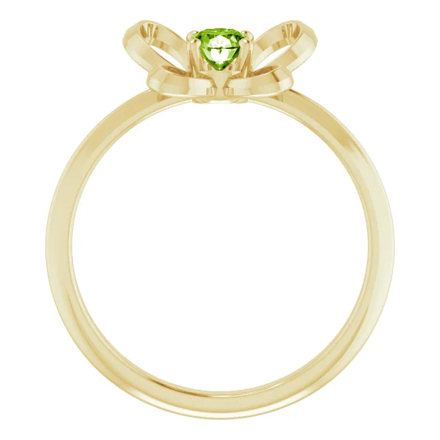 14K Yellow Gold 4x3 mm Oval August Youth Butterfly Birthstone Ring