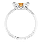 14K White Gold 4x3 mm Oval November Youth Butterfly Birthstone Ring