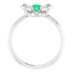 14K White Gold 4x3 mm Oval May Youth Butterfly Birthstone Ring