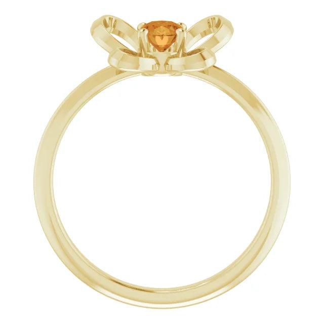 14K Yellow Gold 4x3 mm Oval November Youth Butterfly Birthstone Ring
