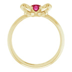 14K Yellow Gold 4x3 mm Oval July Youth Butterfly Birthstone Ring