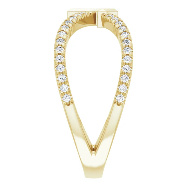 14K Yellow Gold 1/5 CTW Natural Diamond French-Set Cross Ring