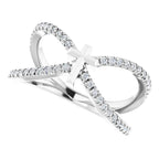 14K White Gold 1/5 CTW Natural Diamond French-Set Cross Ring