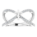 14K White Gold 1/5 CTW Natural Diamond French-Set Cross Ring