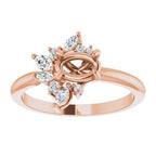 14K Rose Gold Oval 1/5 CTW Diamond Semi-Set Engagement Ring