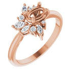 14K Rose Gold Oval 1/5 CTW Diamond Semi-Set Engagement Ring