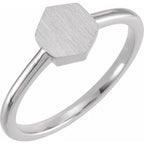 14K White Gold 9.5x8 mm Geometric Signet Ring