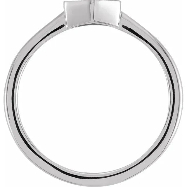 14K White Gold 9.5x8 mm Geometric Signet Ring