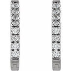 14K White Gold 1/8 CTW Natural Diamond Geometric Hinged Huggie Earrings