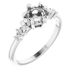 14K White Gold Round .06 CTW Diamond Semi-Set Claw-Prong Engagement Ring