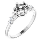 14K White Gold Round .06 CTW Diamond Semi-Set Claw-Prong Engagement Ring