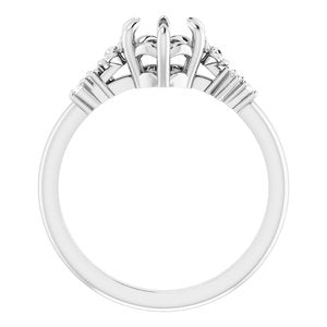14K White Gold Round .06 CTW Diamond Semi-Set Claw-Prong Engagement Ring