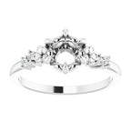 14K White Gold Round .06 CTW Diamond Semi-Set Claw-Prong Engagement Ring