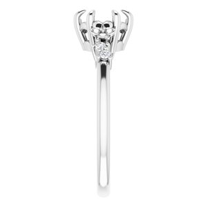 14K White Gold Round .06 CTW Diamond Semi-Set Claw-Prong Engagement Ring