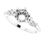 14K White Gold Round .06 CTW Diamond Semi-Set Claw-Prong Engagement Ring