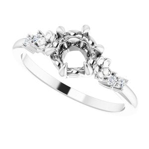 14K White Gold Round .06 CTW Diamond Semi-Set Claw-Prong Engagement Ring