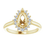 14K Yellow Gold Pear 1/4 CTW Lab-Grown Diamond Semi-Set Engagement Ring
