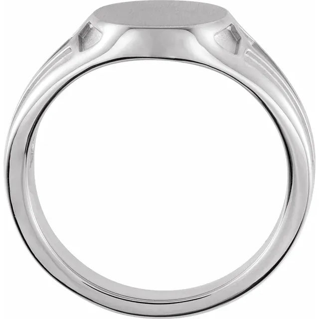 Sterling Silver 13x10.5 mm Geometric Signet Ring
