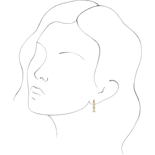 14K Yellow Gold Initial I Hinged Huggie Earring
