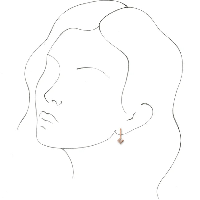 14K Rose Gold Initial M Hinged Huggie Earring