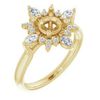 14K Yellow Gold Round 1/3 CTW Natural Diamond Semi-Set Engagement Ring