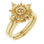 14K Yellow Gold Round 1/3 CTW Natural Diamond Semi-Set Engagement Ring