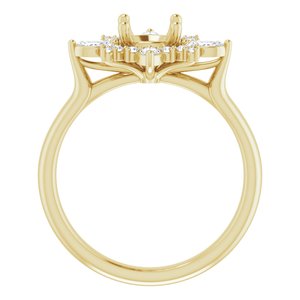 14K Yellow Gold Round 1/3 CTW Natural Diamond Semi-Set Engagement Ring