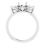 14K White Gold Round 1/3 CTW Natural Diamond Semi-Set Engagement Ring