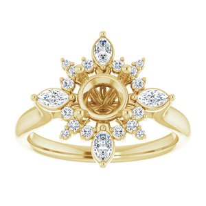 14K Yellow Gold Round 1/3 CTW Natural Diamond Semi-Set Engagement Ring