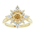 14K Yellow Gold Round 1/3 CTW Natural Diamond Semi-Set Engagement Ring