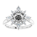 14K White Gold Round 1/3 CTW Natural Diamond Semi-Set Engagement Ring