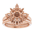 14K Rose Gold Round 1/3 CTW Natural Diamond Semi-Set Engagement Ring