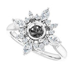 14K White Gold Round 1/3 CTW Natural Diamond Semi-Set Engagement Ring