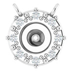 14K White Gold .03 CTW Natural Diamond Semi-Set Halo-Style Necklace Center for 4-4.5 mm Pearl