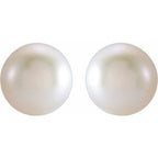 14K Yellow Gold Cultured White Freshwater Pearl Earrings