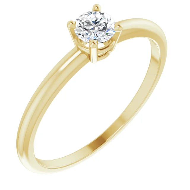 14K Yellow Gold 3 mm Natural Diamond Ring