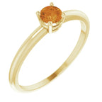 14K Yellow Gold 3 mm Natural Citrine Ring