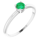 Sterling Silver 4 mm Lab-Grown Emerald Ring