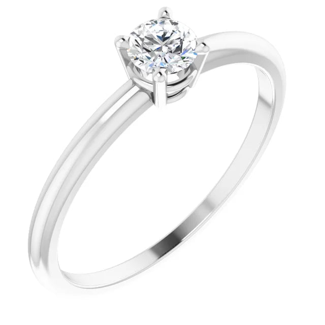 Sterling Silver 4 mm Natural White Sapphire Ring