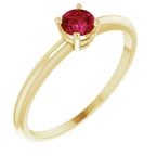 14K Yellow Gold 3 mm Natural Ruby Ring