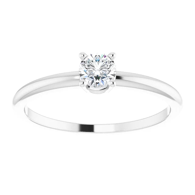 Sterling Silver 4 mm Natural White Sapphire Ring
