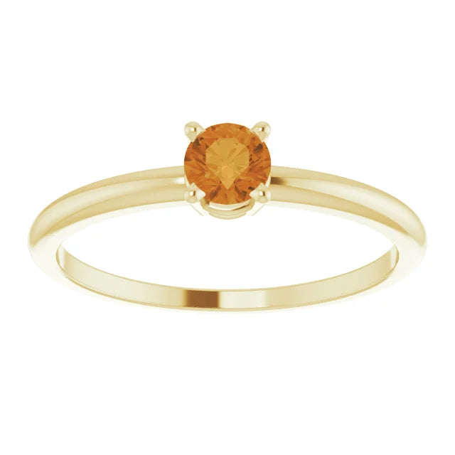 14K Yellow Gold 3 mm Natural Citrine Ring