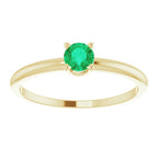 14K Yellow Gold 4 mm Lab-Grown Emerald Ring